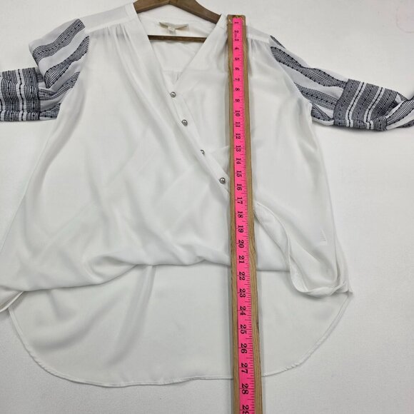 Etcetera Womens Long Sleeve Boho Surplice Blouse Top White Size 10 Button Front - Picture 14 of 14